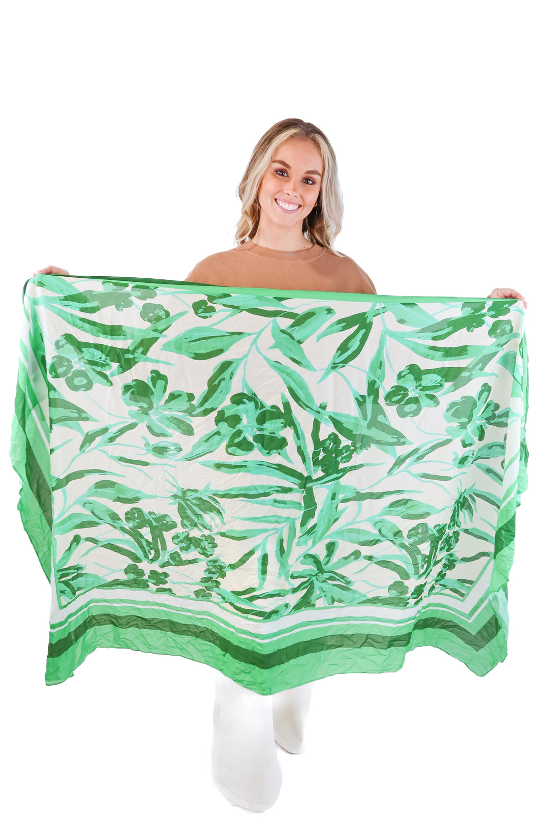 Green tropical scarf