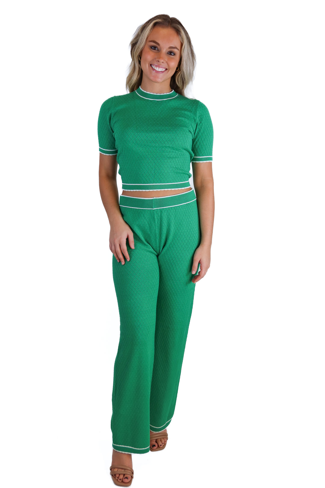 Amanda Uprichard Green Sweater Top & Pant Set (S; retail $295)