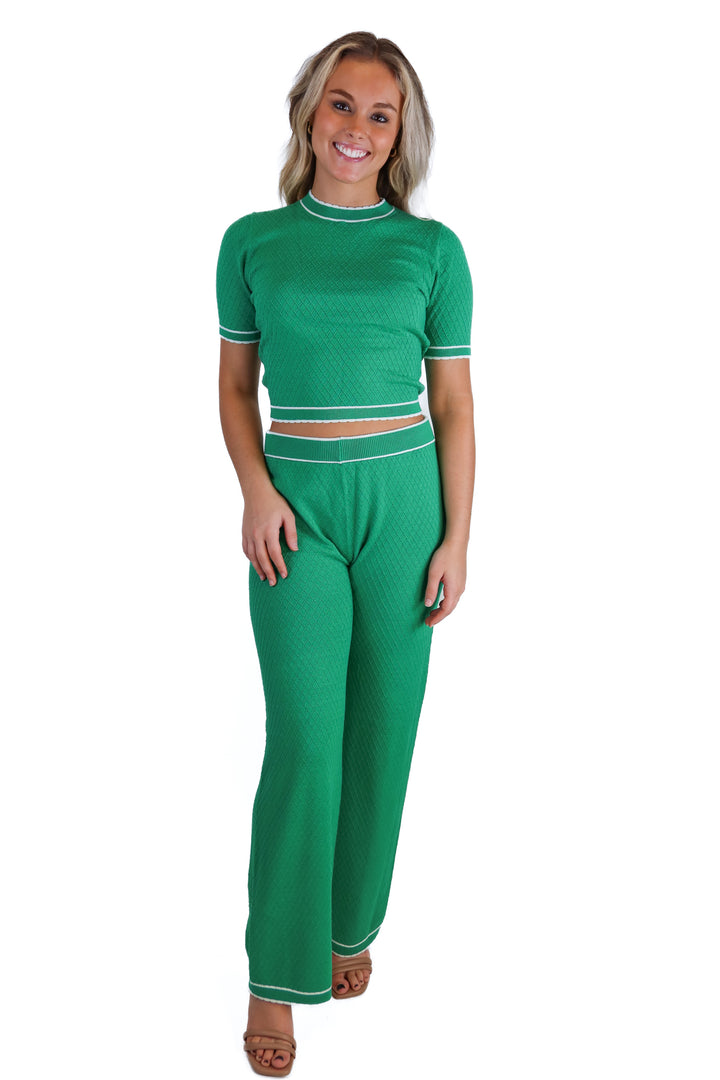 Amanda Uprichard Green Sweater Top & Pant Set (S; retail $295)