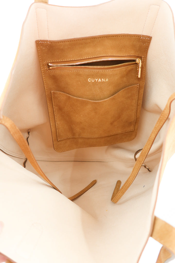 cuyana brown suede tote bag (retail $550)