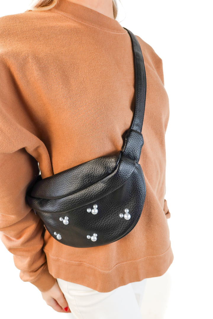 Black faux leather Disney belt bag
