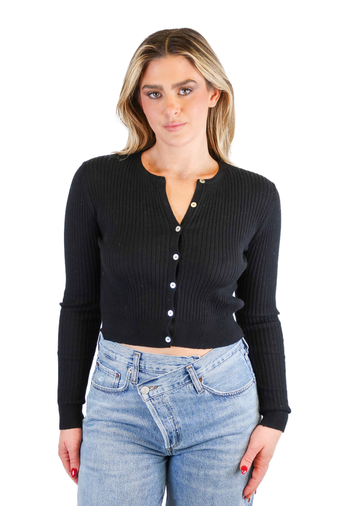 Zara Black Ribbed Cardigan (S; retail $49.90)