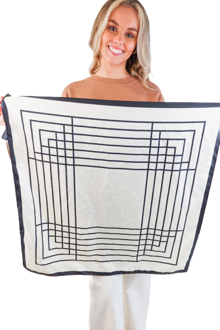 MNG black/white striped scarf