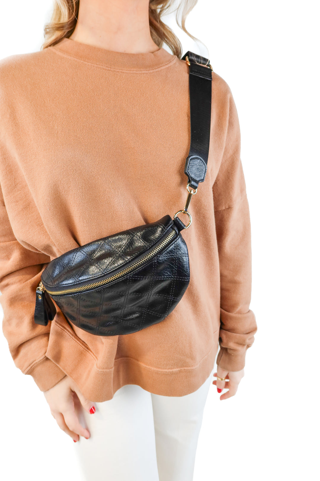 Urban expressions black quilted belt bag