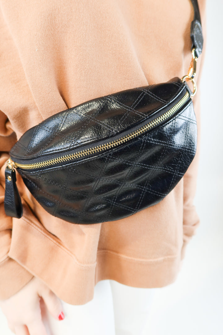 Urban expressions black quilted belt bag