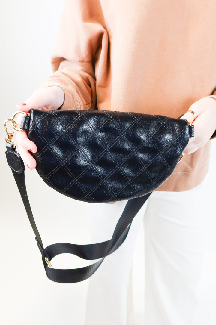Urban expressions black quilted belt bag