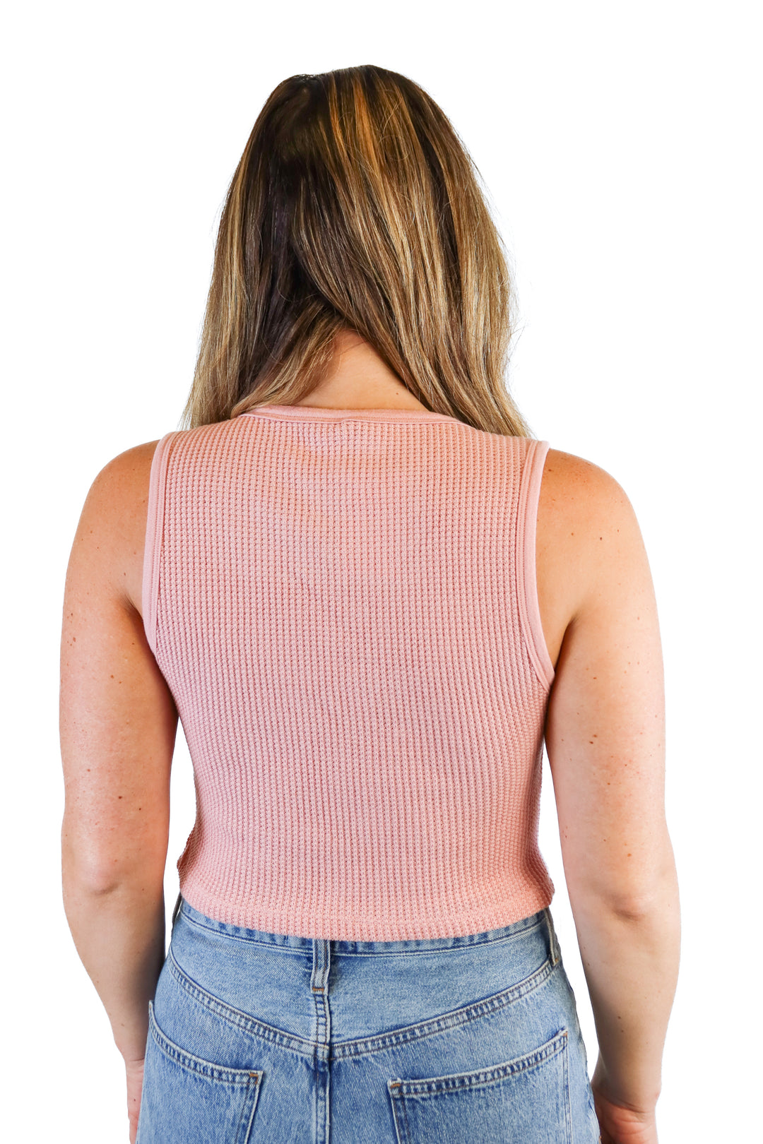 Set Active light pink waffle knit top (S)