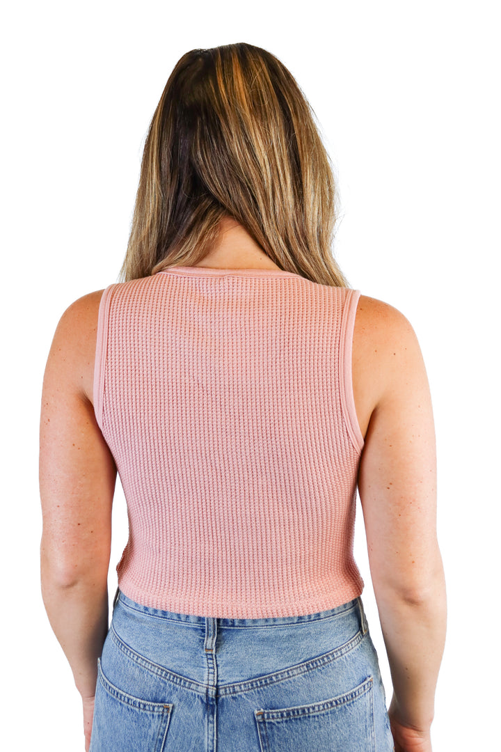 Set Active light pink waffle knit top (S)