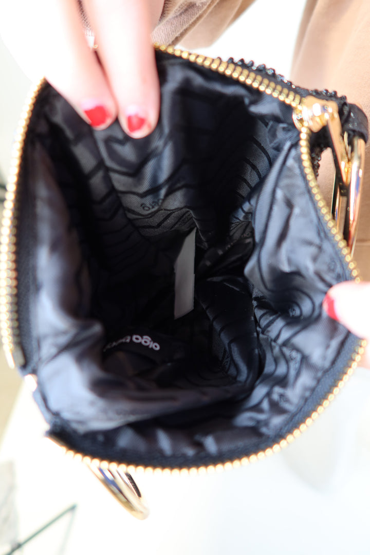 Olga berg black rhinestone bag (retail $115)