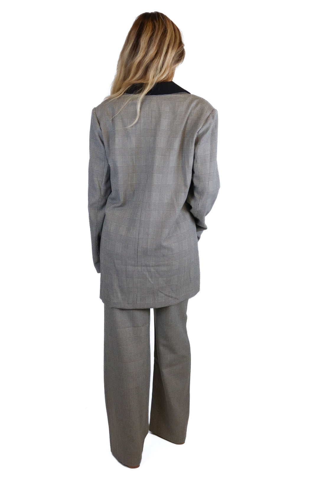 Rumored black/gray plaid blazer set NWT (S)