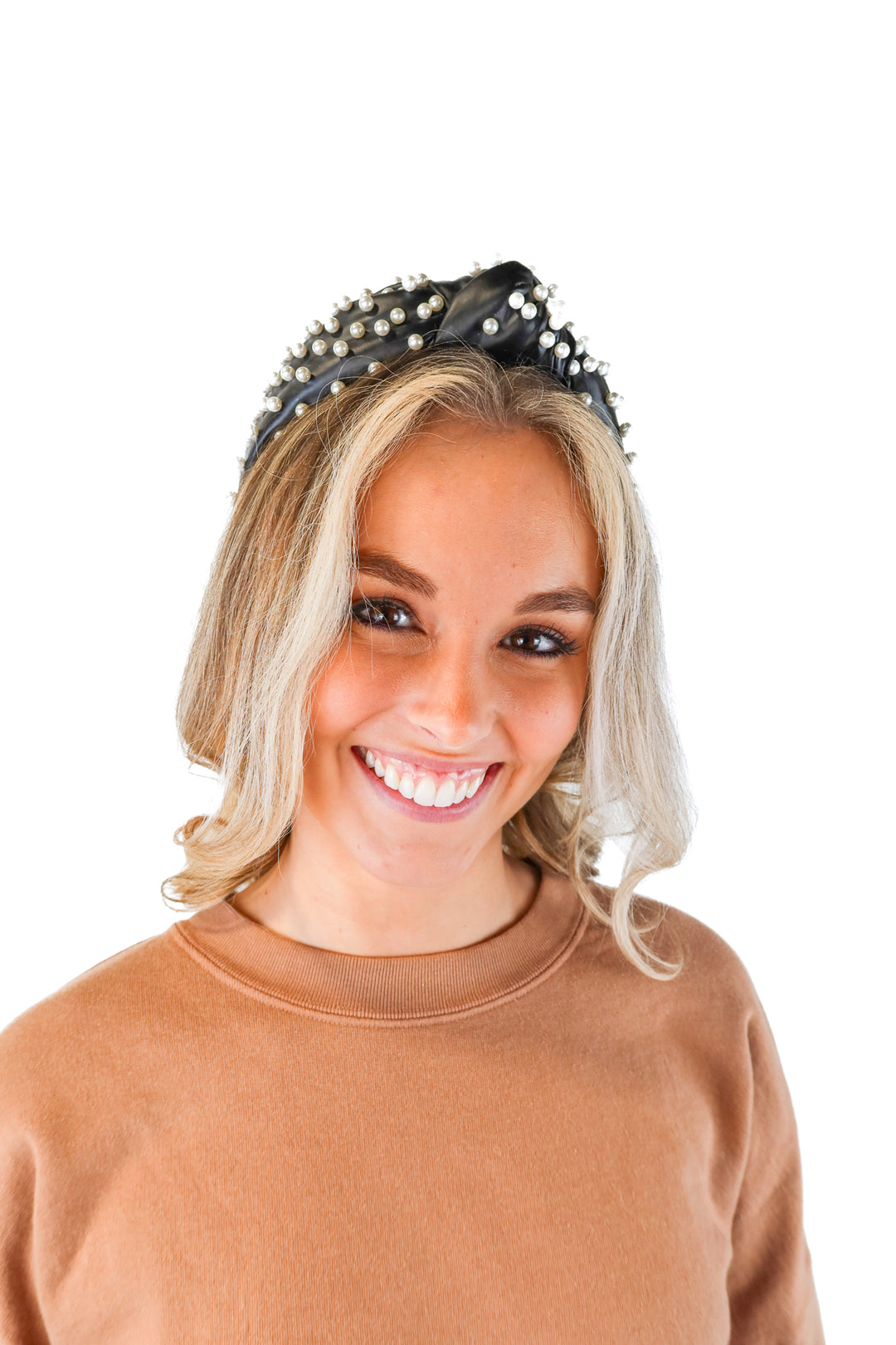 Lele sadoughi faux leather pearl headband NWOT (retail $150)