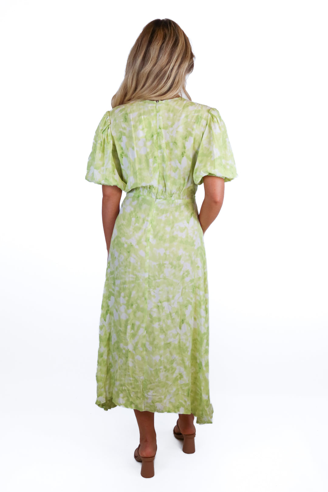 Faithfull The Brand green/white midi dress (4; retail $220)