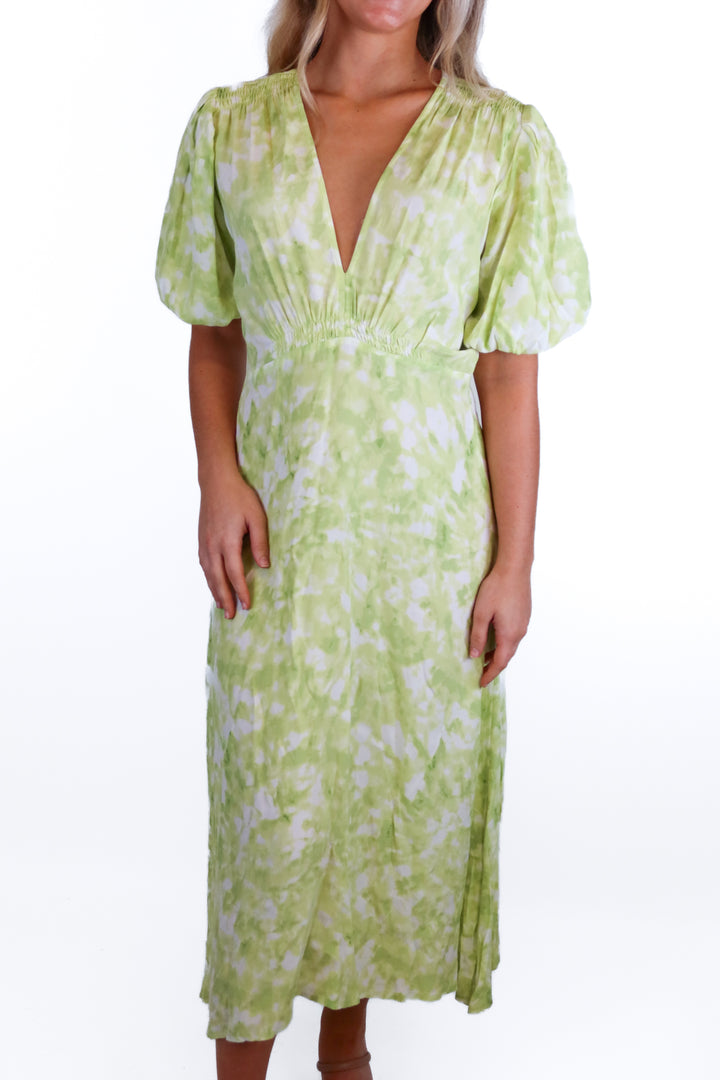 Faithfull The Brand green/white midi dress (4; retail $220)