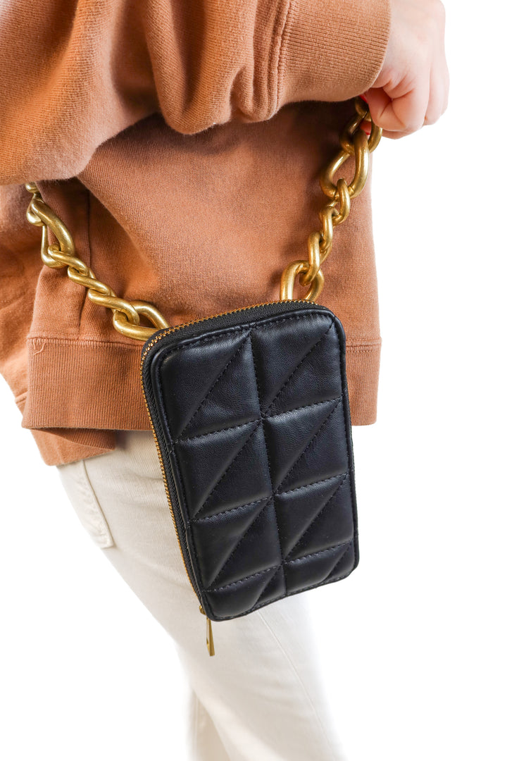 Zara black quilted phone cross body purse