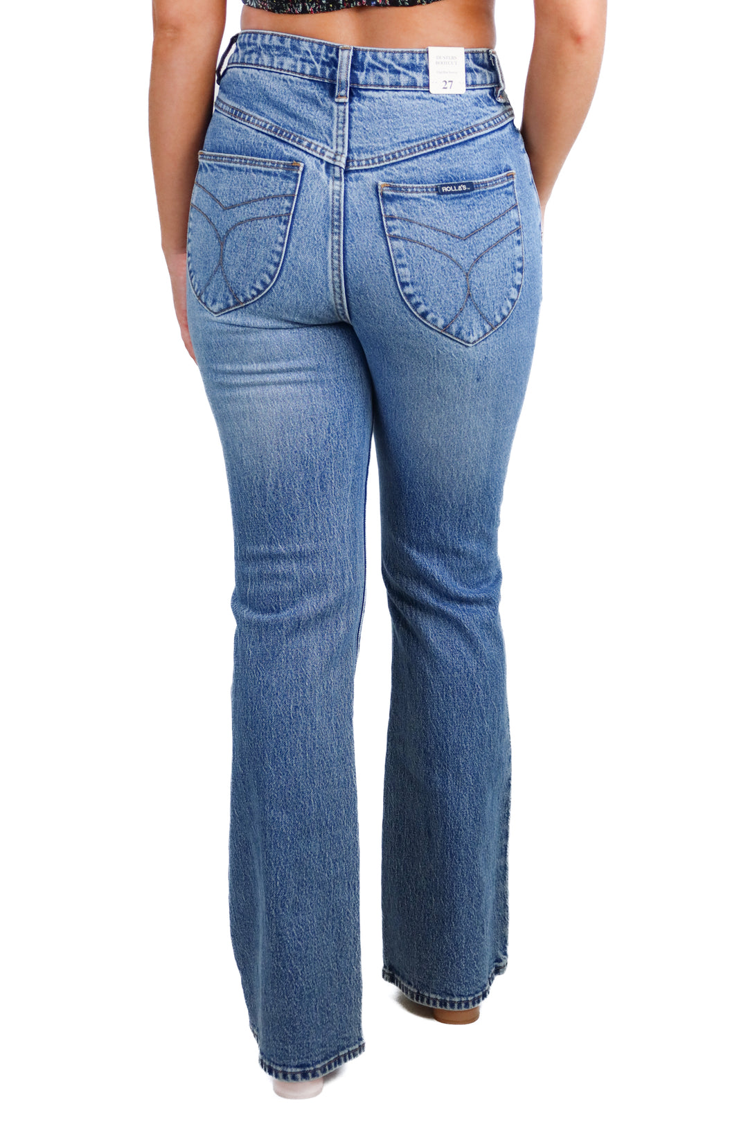rollas medium wash high rise bootcut jeans NWT (27; retail $159)
