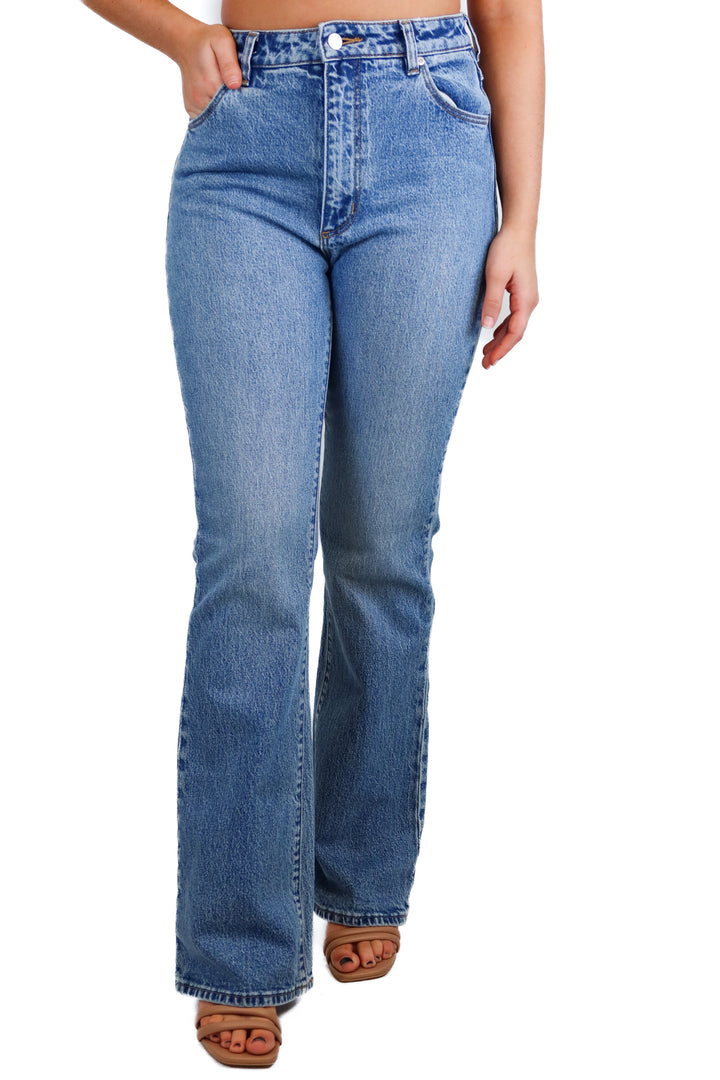 rollas medium wash high rise bootcut jeans NWT (27; retail $159)