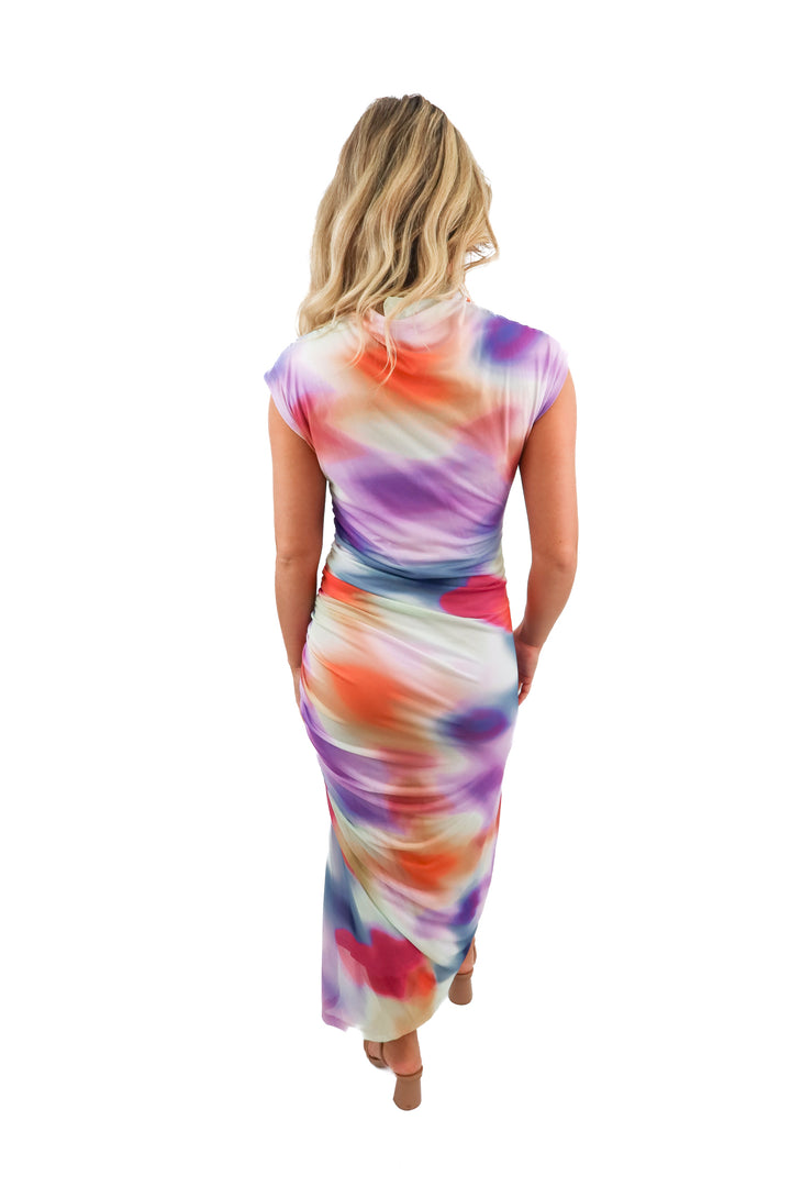 anthropologie multi color mesh maxi dress NWT (s; retail $148)
