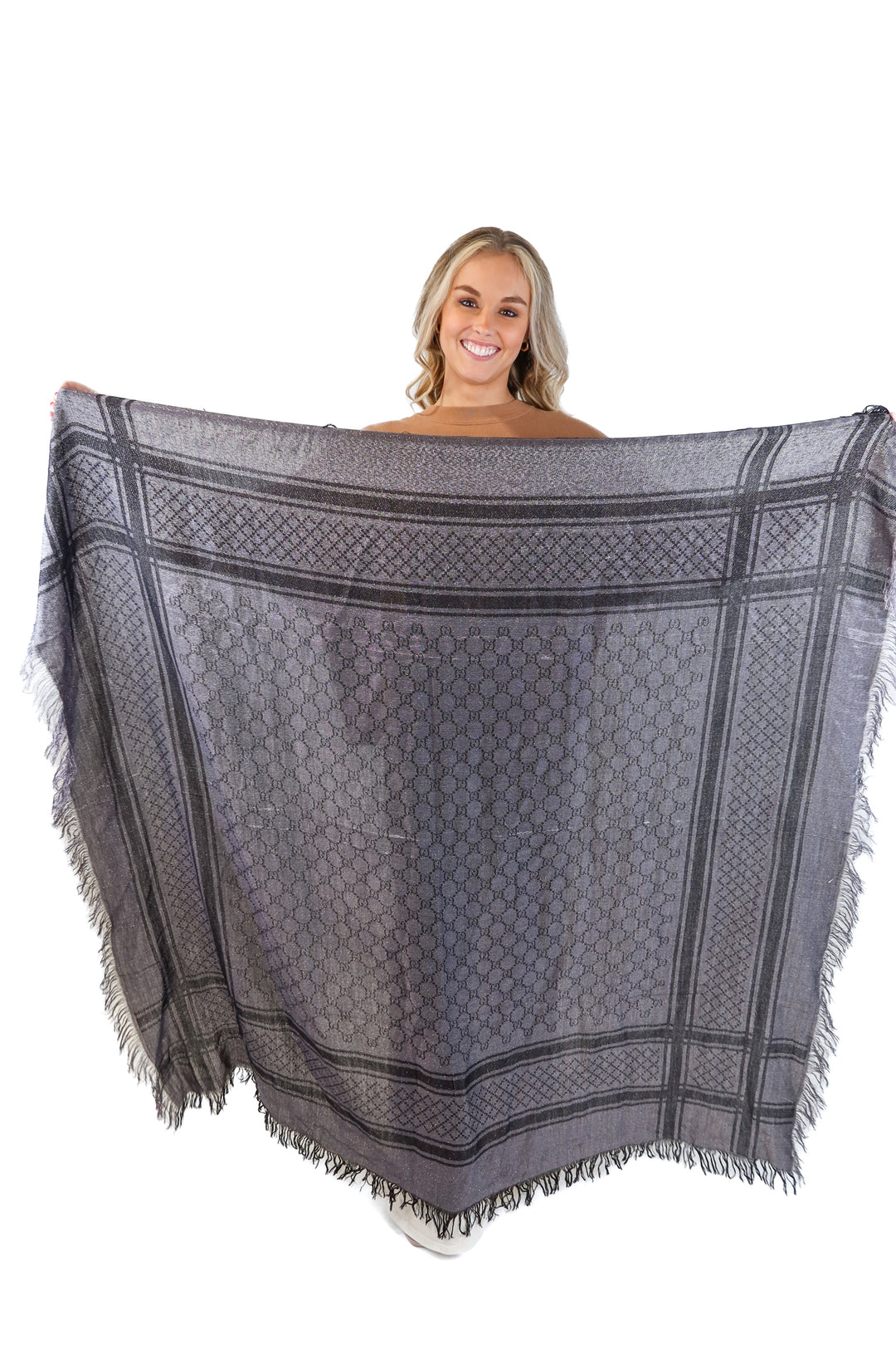 Gucci fringed metallic wool and silk scarf NWT (retail $1,050)