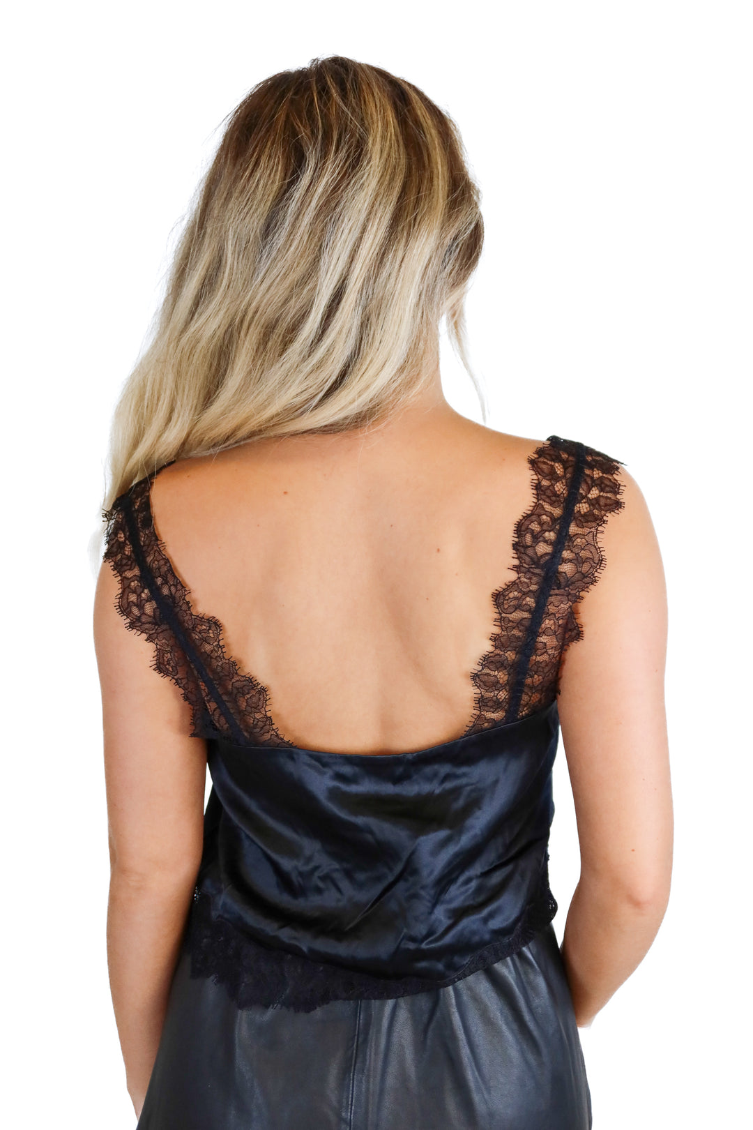 Cami NYC Black Silk & Lace Cropped Cami Top (S; retail $215)