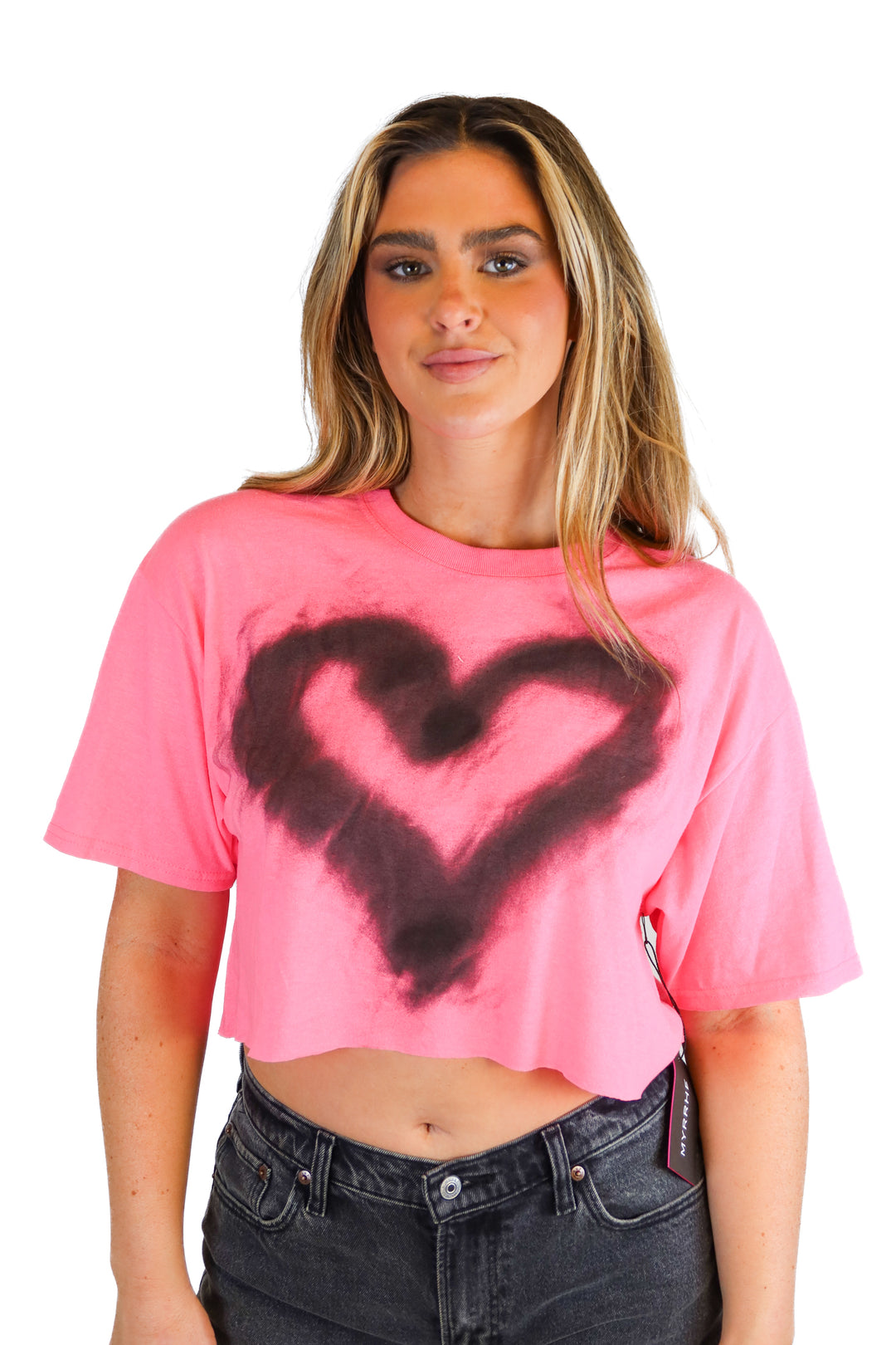 Myrrhe hot pink w/ black heart tee NWT (S; retail $115)
