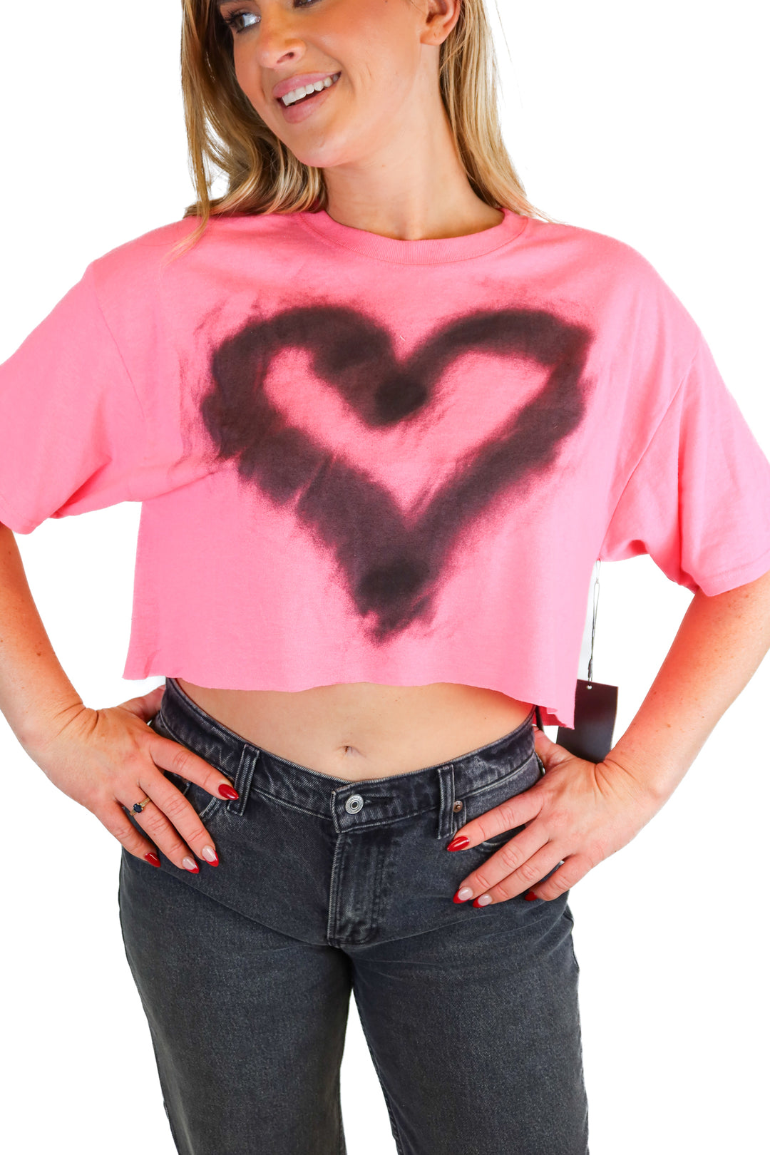 Myrrhe hot pink w/ black heart tee NWT (S; retail $115)