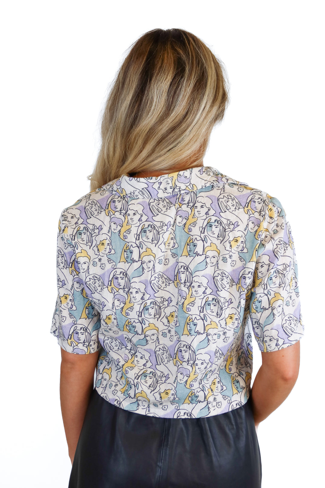 Dune linen face printed top (M)
