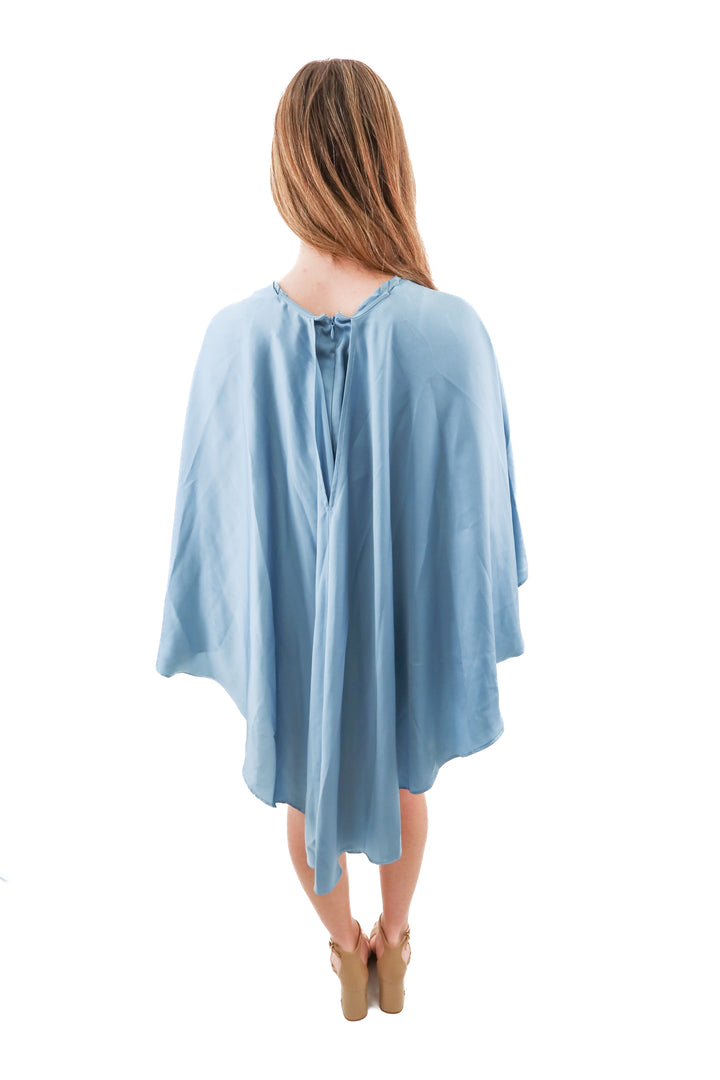 Michael Costello X Revolve blue satin cape dress NWT (XS)