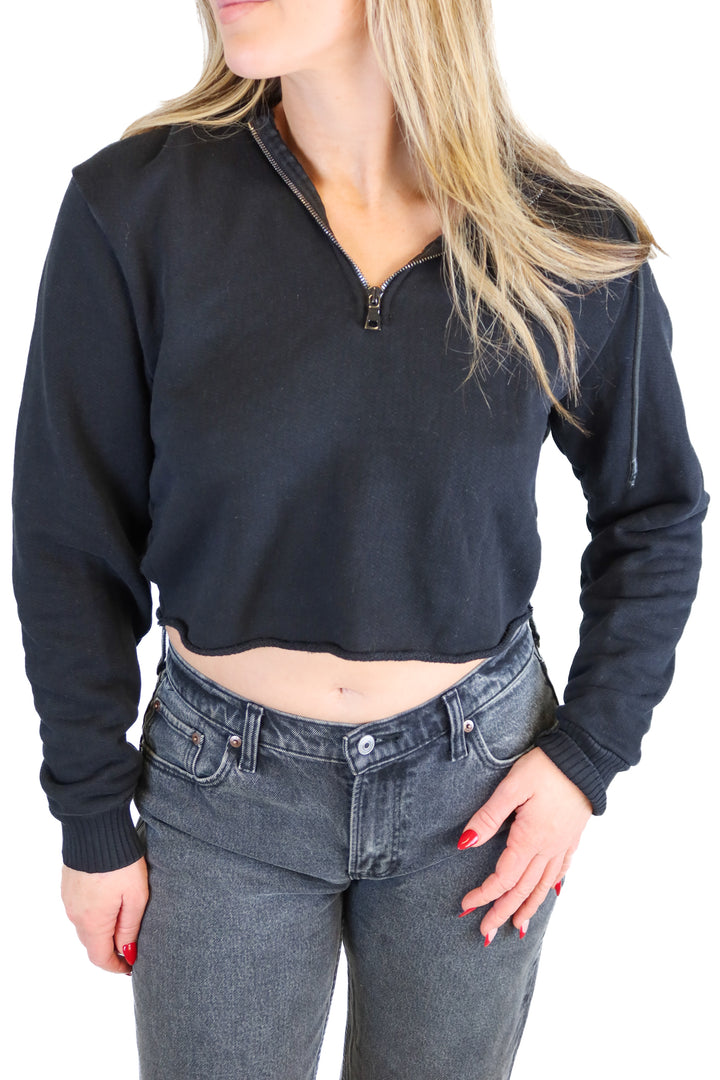 Cotton Citizen black cropped hoodie (S; retail $125)
