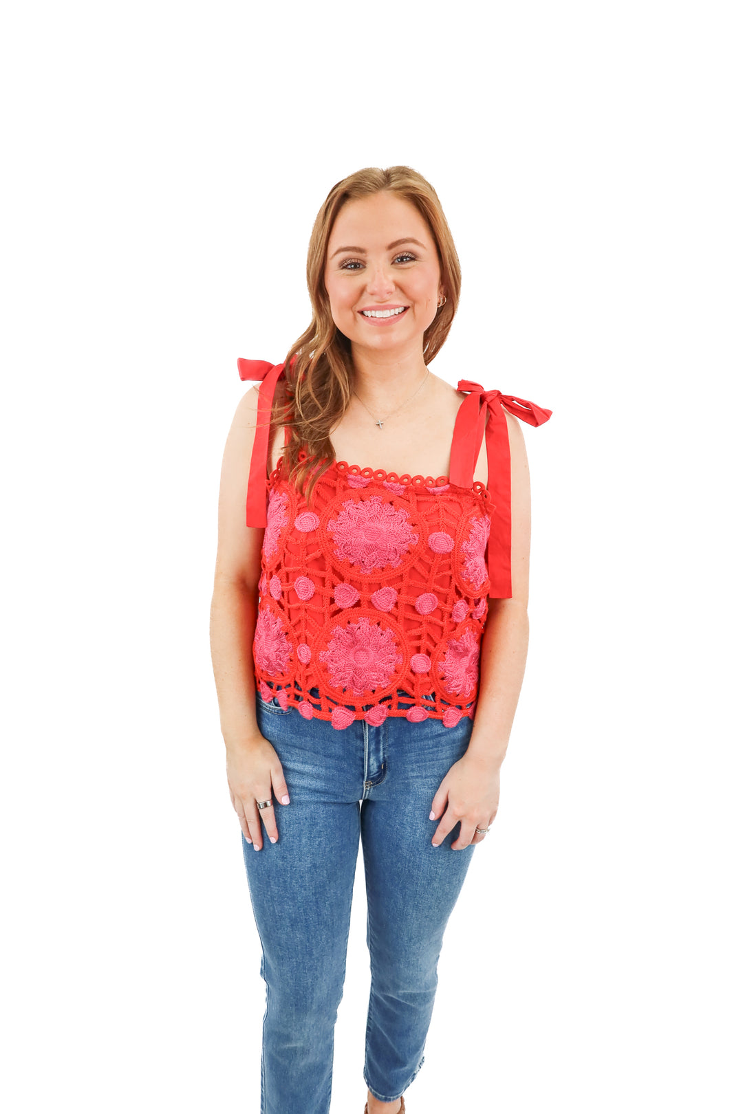 sarah hann red/pink knit tank NWT (s; retail $78)