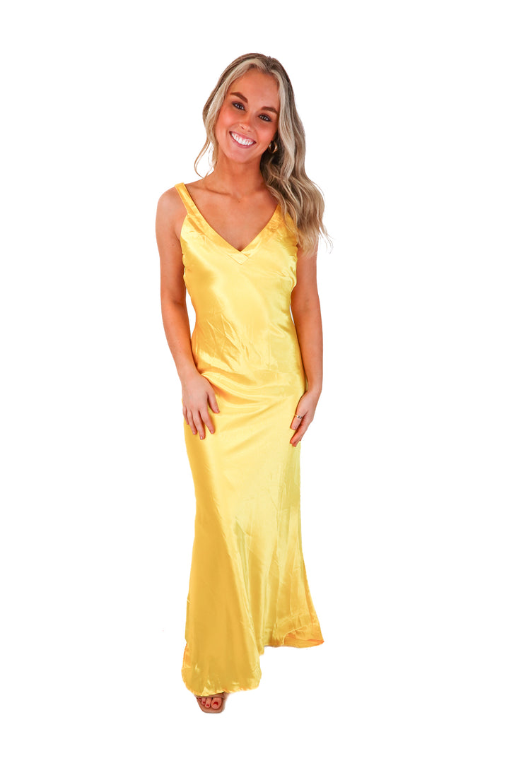 lulus yellow open back maxi dress NWT (s; retail $99)