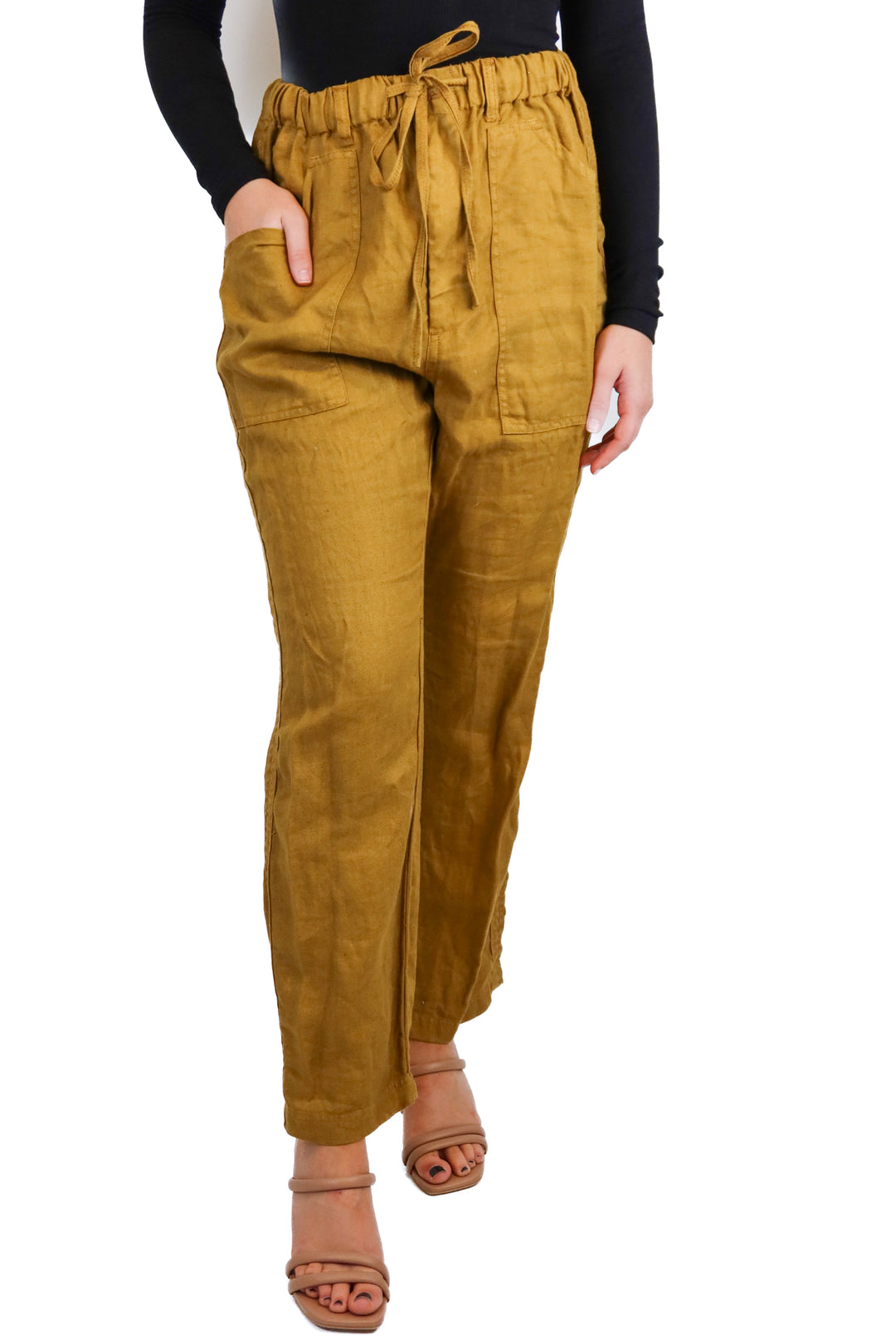 Alex Mill brown linen pant (6; retail $165)