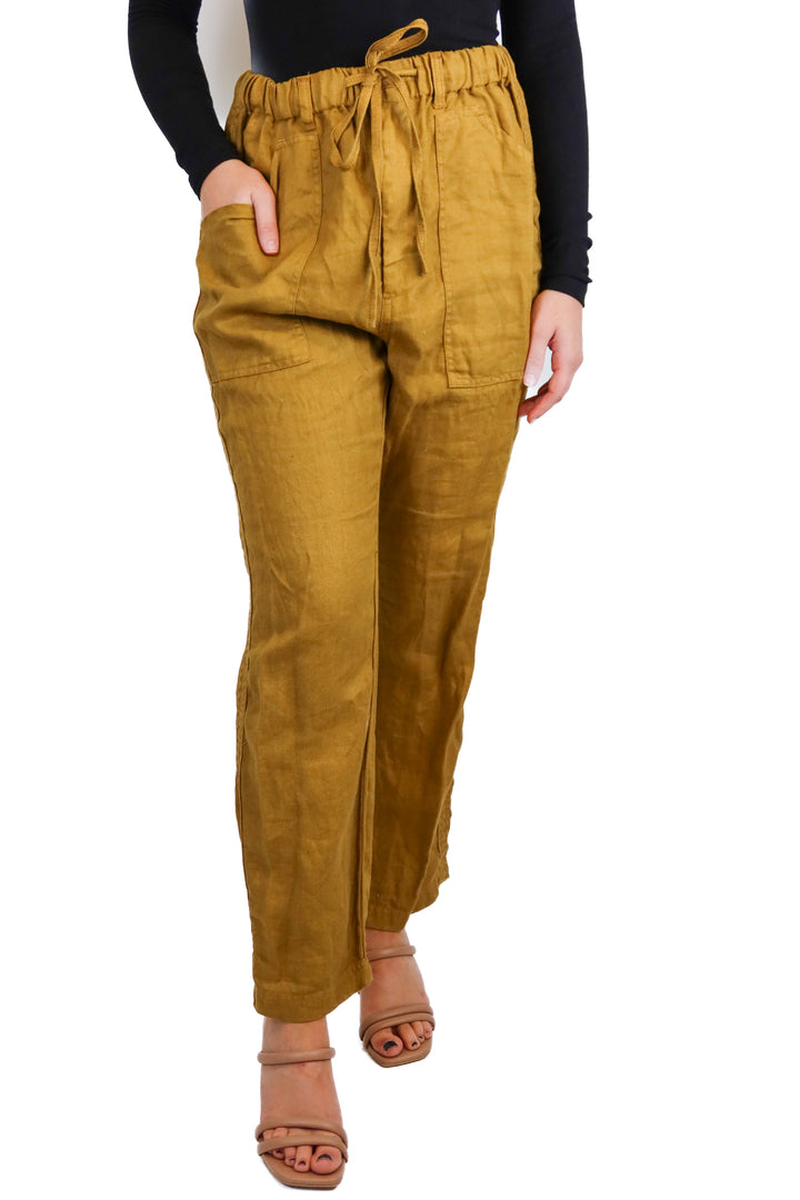 Alex Mill brown linen pant (6; retail $165)