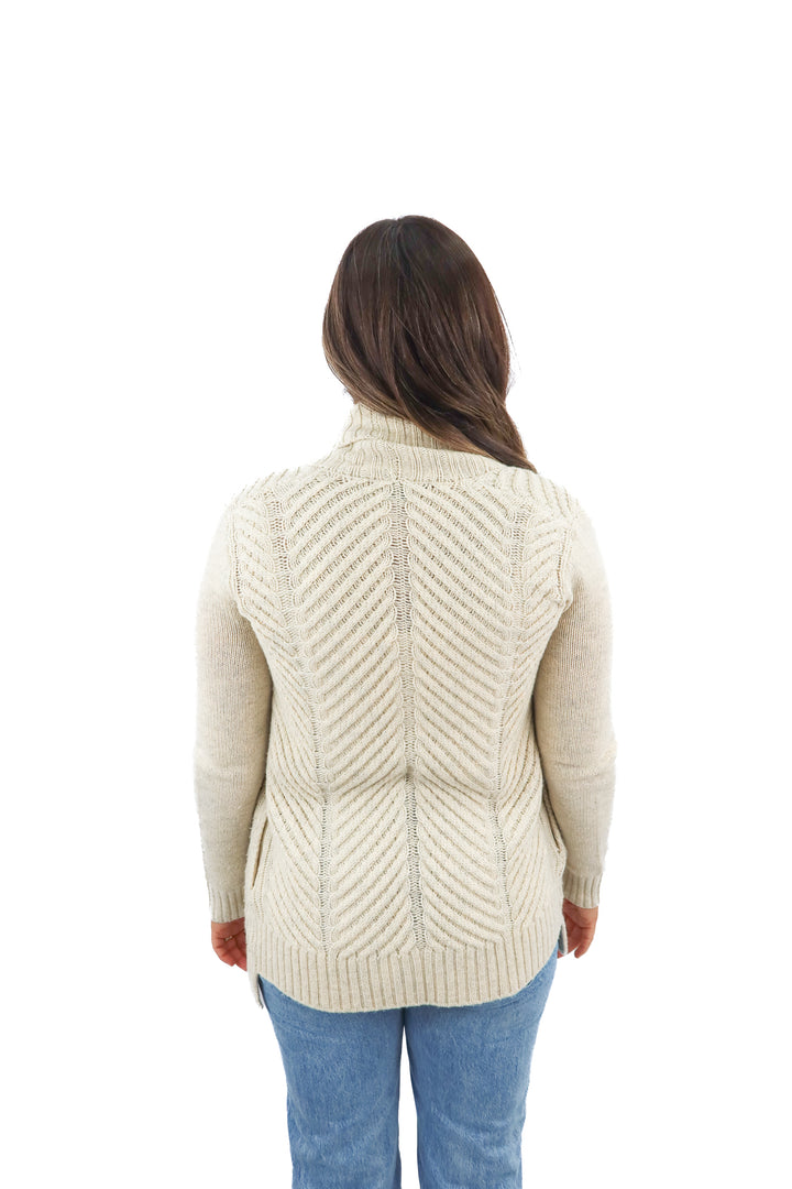 vince beige open front cable knit cardigan (XS)