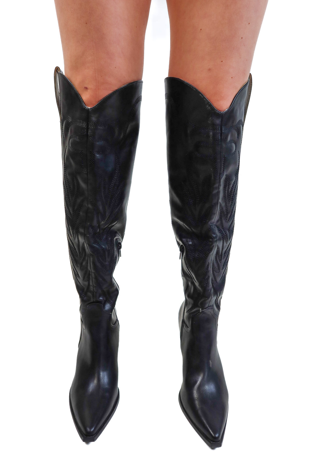 Oasis society black knee high cowgirl boots NWOT (10; retail $140)