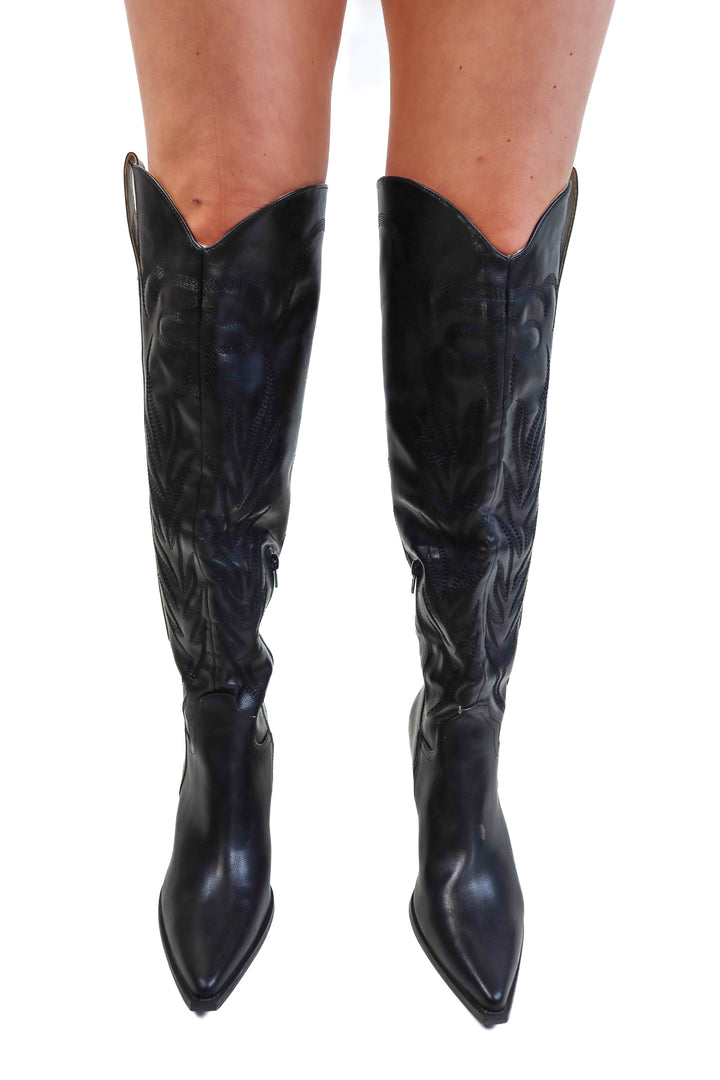 Oasis society black knee high cowgirl boots NWOT (10; retail $140)