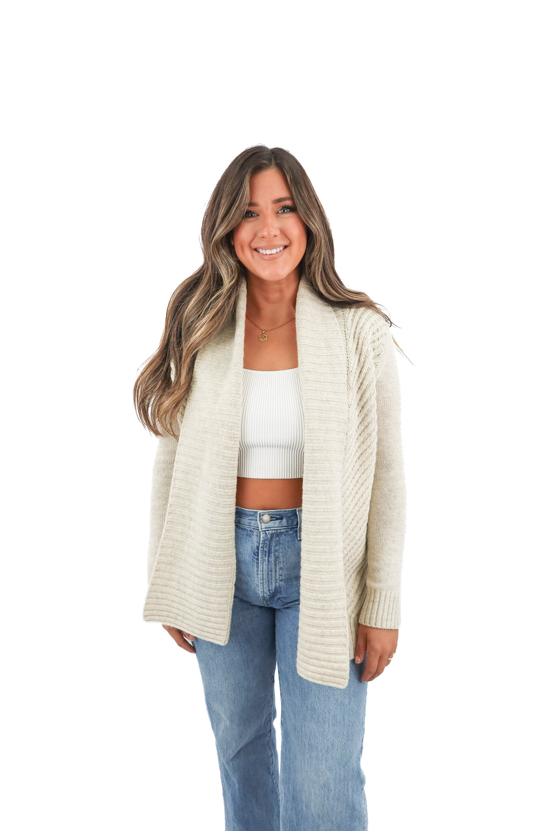 vince beige open front cable knit cardigan (XS)
