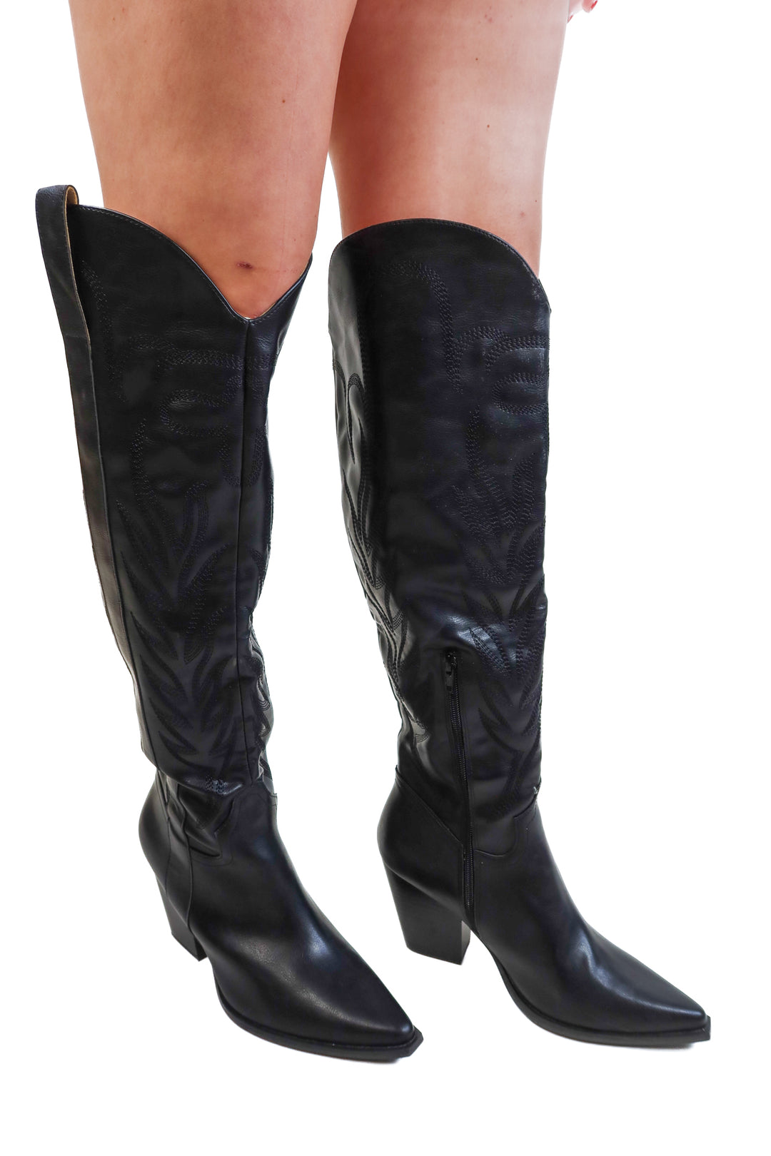 Oasis society black knee high cowgirl boots NWOT (10; retail $140)