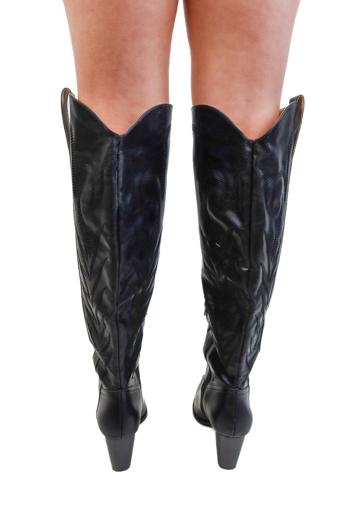 Oasis society black knee high cowgirl boots NWOT (10; retail $140)