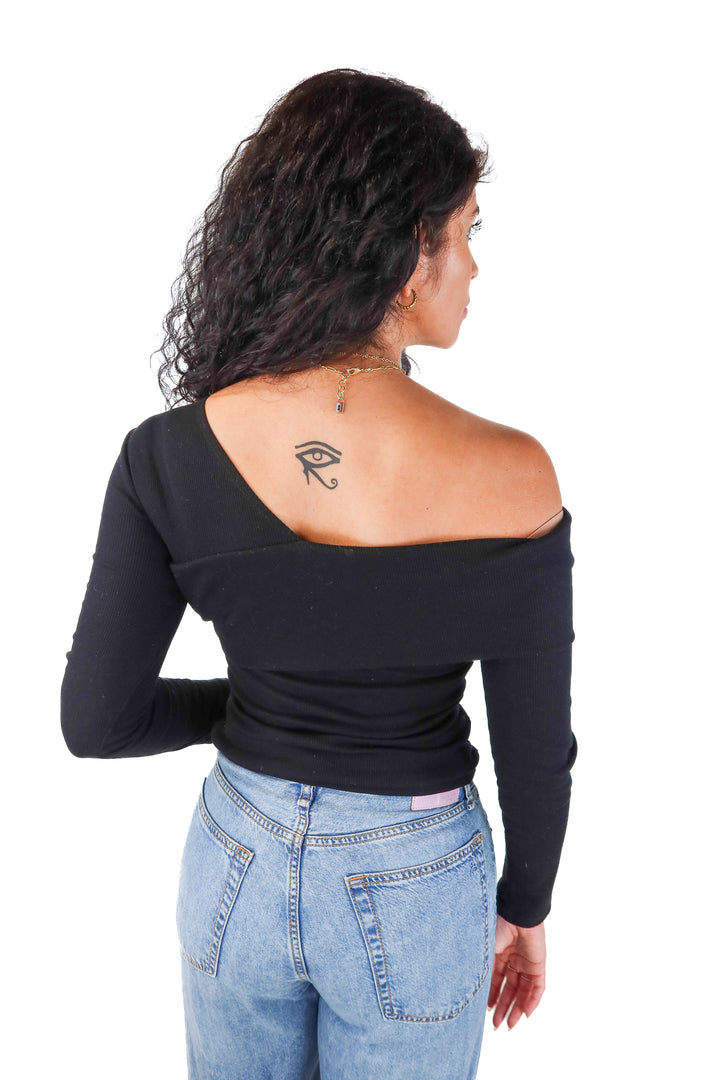jbl black off the shoulder top (s)