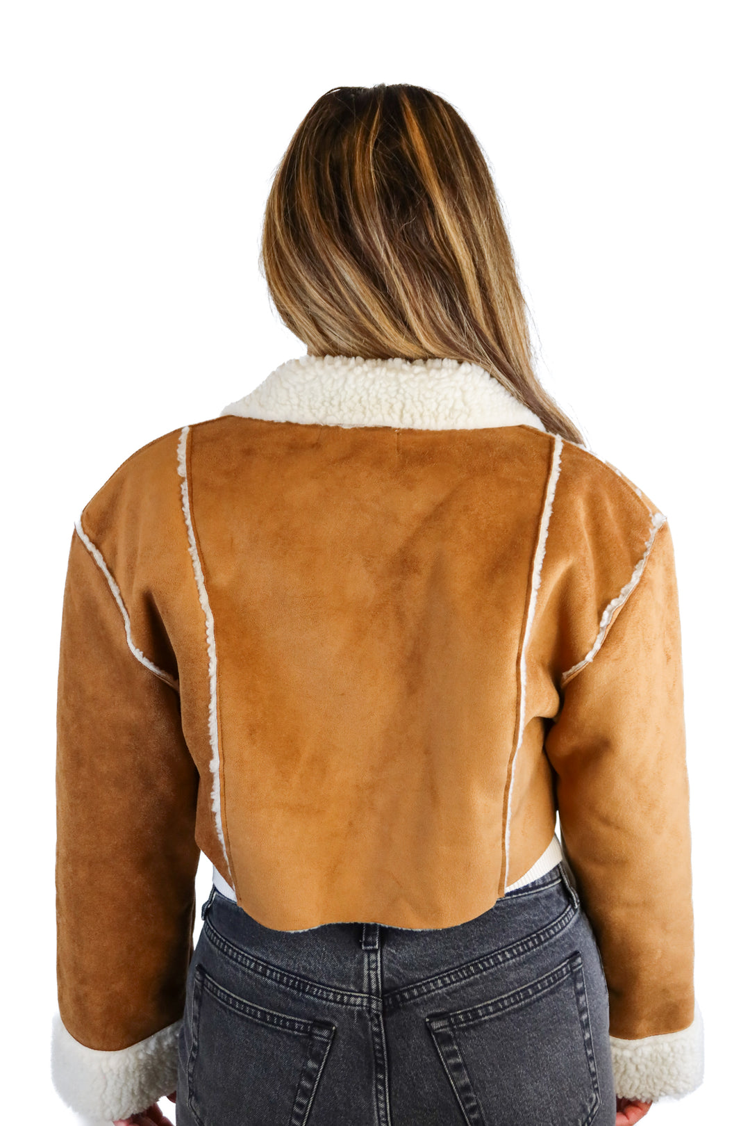 Storets brown/white suede fur jacket (S/M; retail $128)