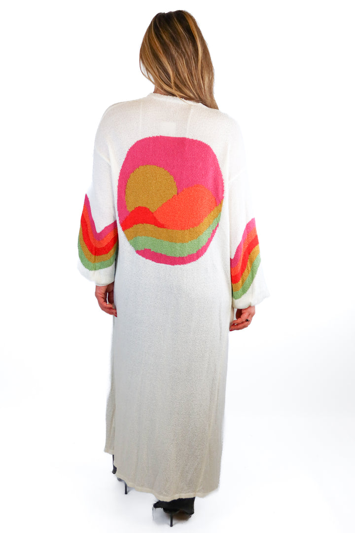 Show Me Your Mumu white rainbow duster (M; retail $184)