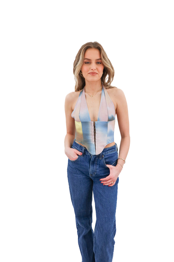 miaou tie dye halter top (xs; retail $175)