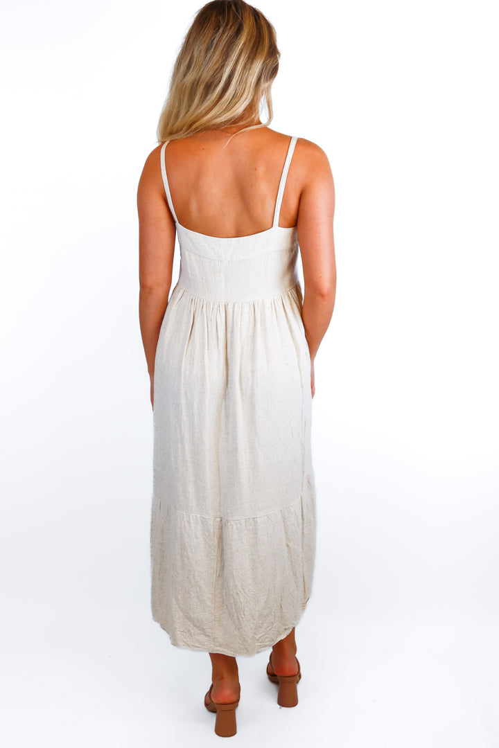 rachel pally cream linen midi dress (s; retail $178)