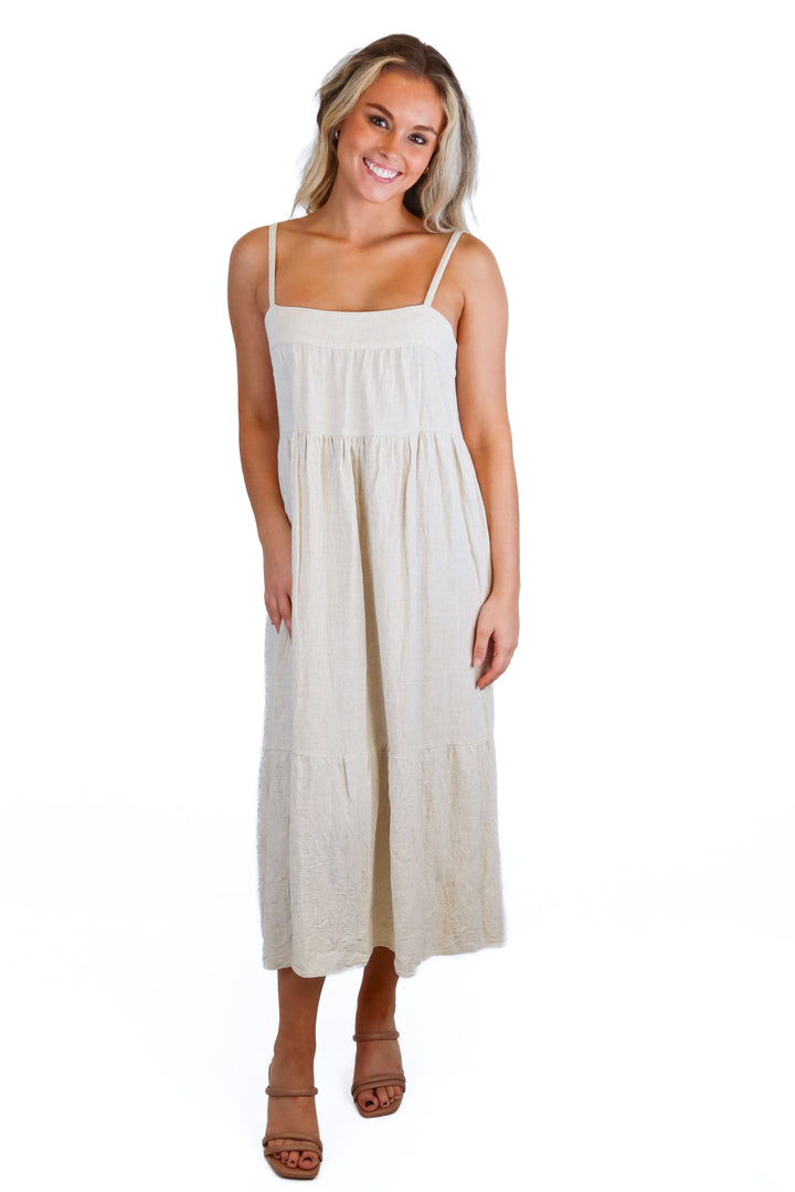 rachel pally cream linen midi dress (s; retail $178)