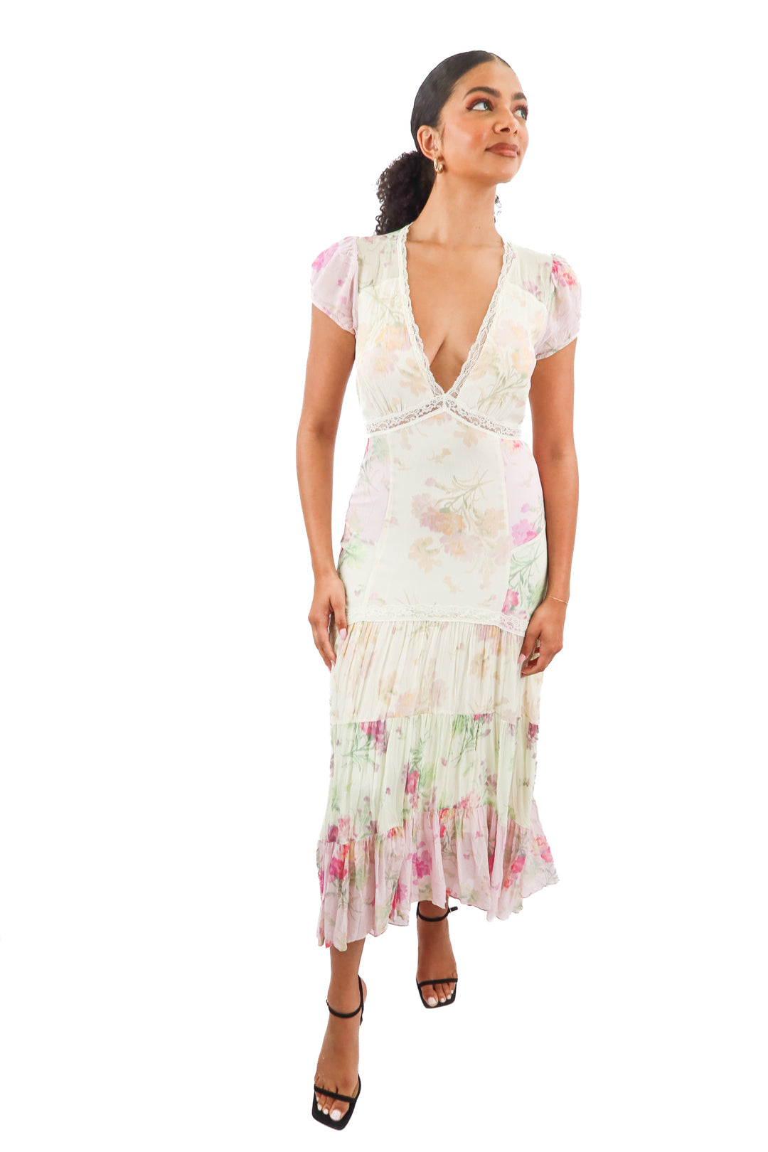 love shack fancy floral/lace maxi dress (4; retail $595)