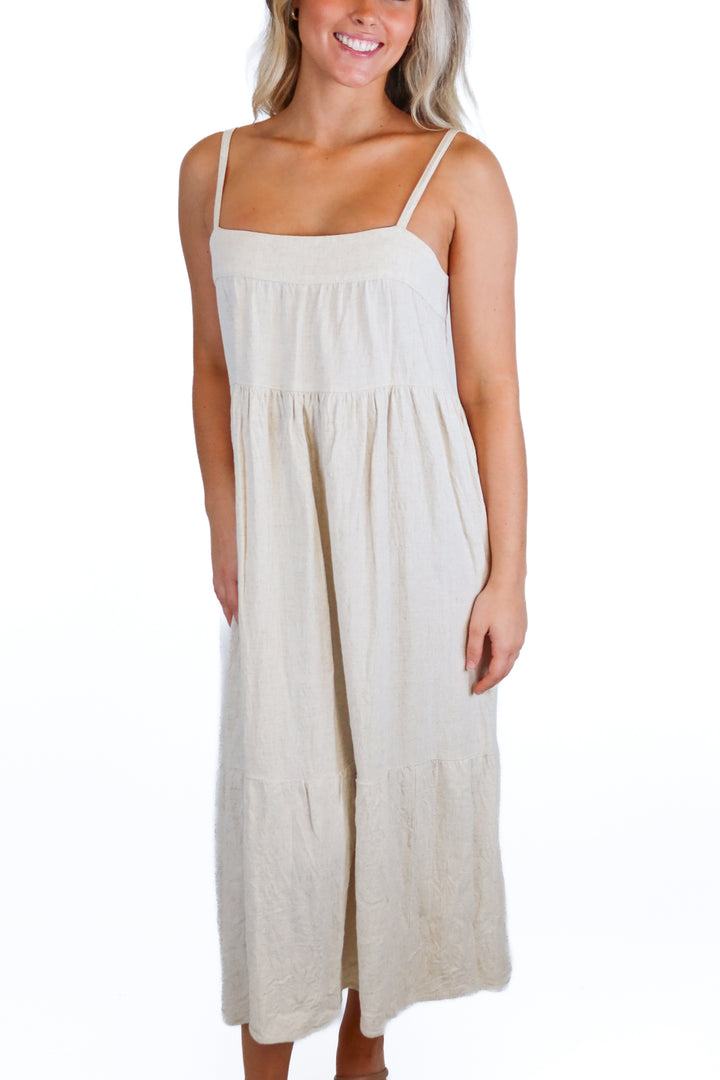 rachel pally cream linen midi dress (s; retail $178)