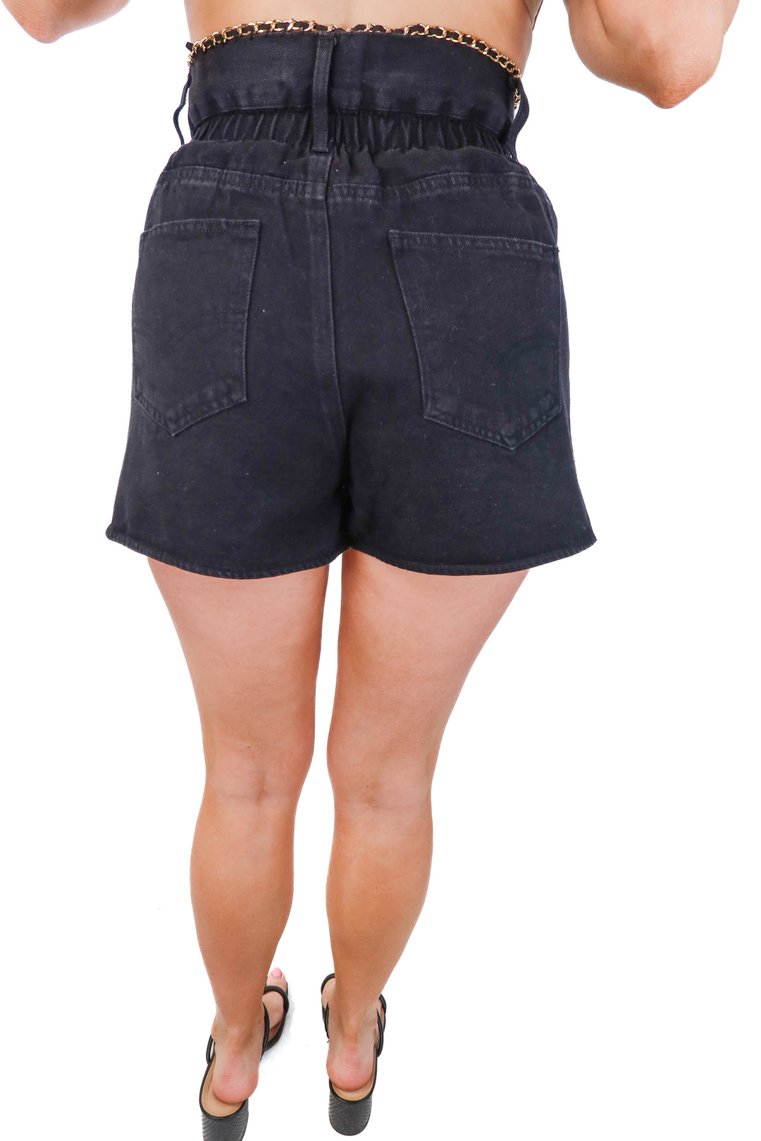 Kittenish black and gold chain detail shorts NWT (25; retails for $58)
