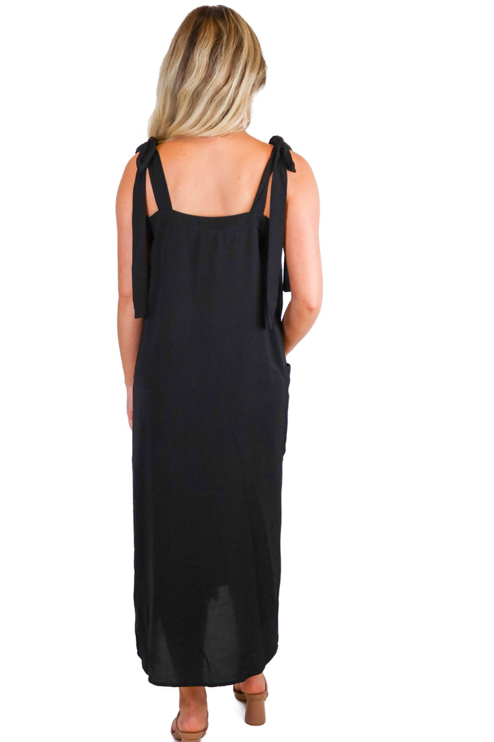 Show Me Your Mumu Black Tie Strap Button Front Dress (S; retail $148)