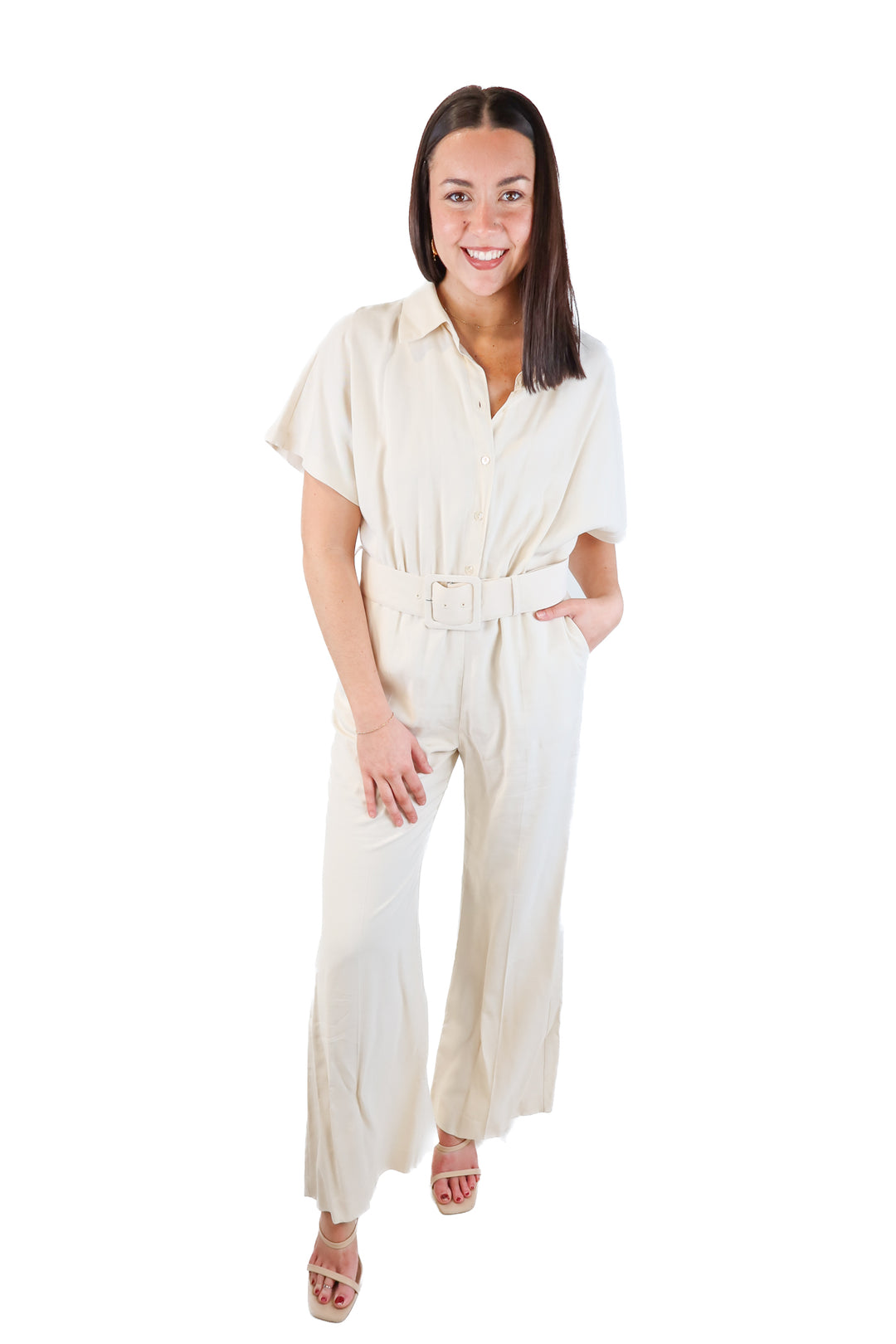 MNG Cream Jumpsuit (L; retail $80)