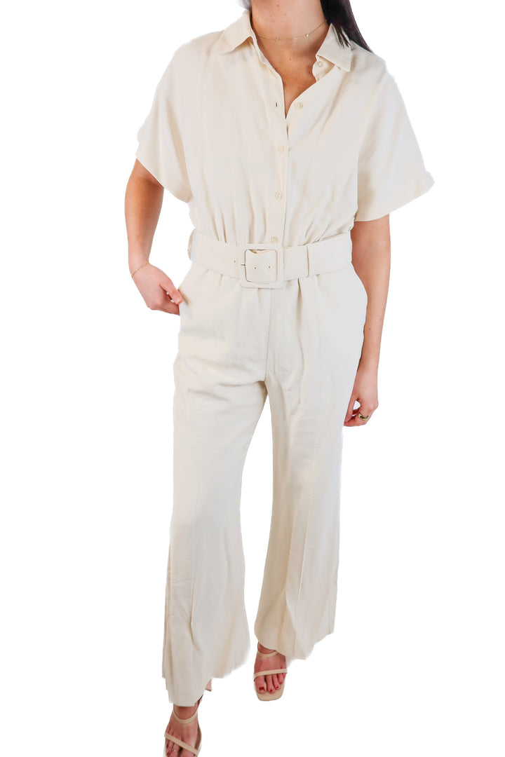 MNG Cream Jumpsuit (L; retail $80)